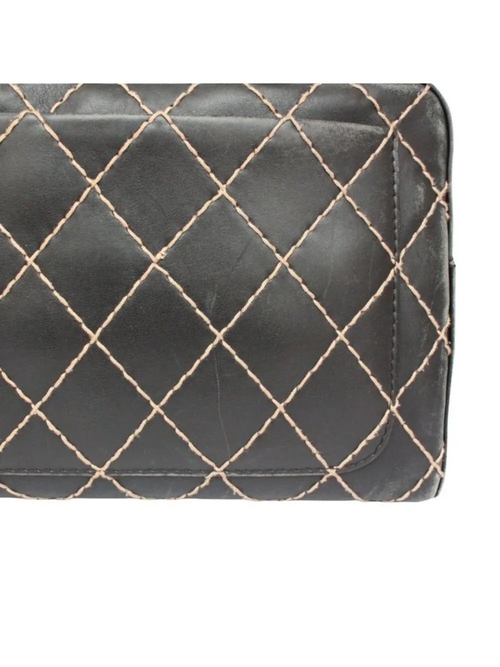 Chanel Wild Stitch Leather Black Handbag Silver